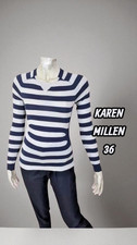 Karen Millen Taille 36  pull bleu marine et gris clair femme laine mélangé