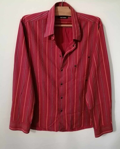 Chemise rouge rayures coton - rayures,