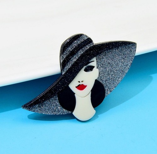 Broche bijou visage - femme, avec