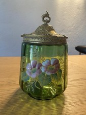 Ancien Seau À Biscuit Art Nouveau En Verre Émaillé Legras Monjoy 