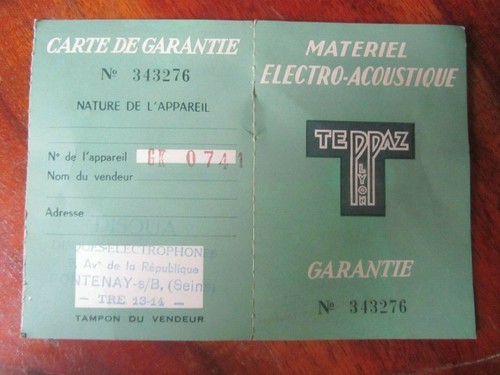 Ancienne carte garantie - carte, de