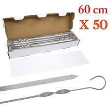 Brochettes INOX larges pour barbecue 60 CM Lot de 50 pièces Marinade BBQ Kebab