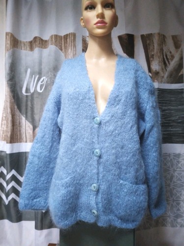 Superbe cardigan mohair bleu - ,