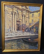 Tableau Martigues Église de la Madeleine signé Ferdinand OLIVIER (1873-1957)