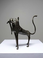 Petit sujet, lion, hyène, bête en Bronze du Bénin Dahomey Cotonou vintage