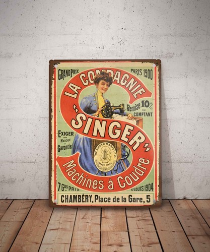 Plaque métal vintage singer - métal,