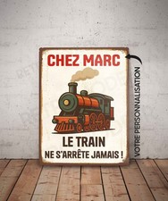 Plaque métal vintage train