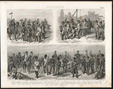 1875 Gravure Guerre troupes françaises soldats sous Louis XV armée Autriche