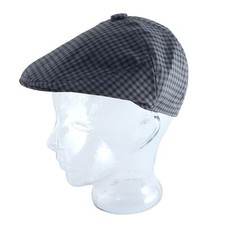 Casquette plate à carreaux gris foncé