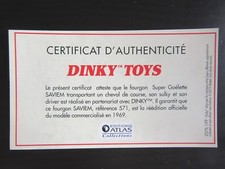 DINKY TOYS - Certificat