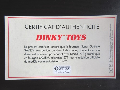 Dinky toys certificat - toys,