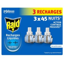 Lot de 3 Recharge Electrique Anti-Moustiques Raid Liquide 45 Nuits 3x32 ml