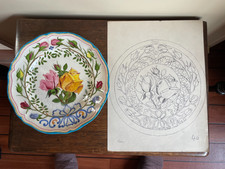 huile sur assiette J.B Maurice VECKER (1899-1988) roses