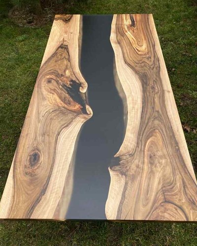 Table bois époxy noir - bois,