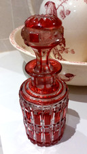 Ancien Flacon à Parfum en Cristal Rouge 20cm Baccarat St Louis