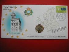 SAINT-MARIN SAN-MARINO ENVELOPPE 1er JOUR AVEC MONNAIE 1 EURO 2009