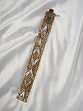 Bracelet manchette vintage années 80 maille tissée bicolore Italien