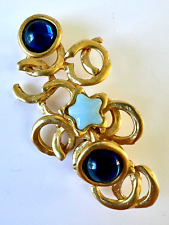 Grande Broche vintage bijou signé Loola Paris métal doré 8 cm