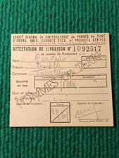 ATTESTATION DE LIVRAISON - RAVITAILLEMENT POMMES DE TERRE, OIGNONS, LEGUMES 1941