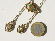 BEAU COLLIER "Négligé" ANCIEN XIXème NAP III en Plaqué or avec EMAIL / Lg 44,5cm