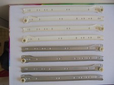 Lot x 4 paire de glissières rail pour tiroir coullissant blanc et inox L 34,8 cm
