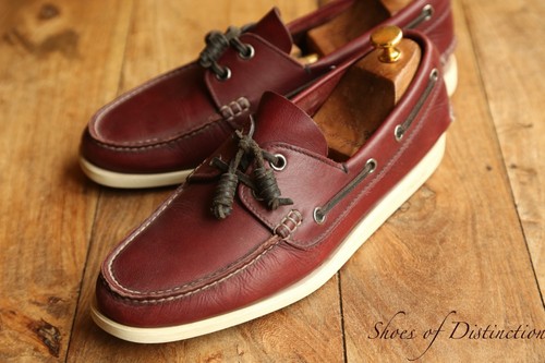 Church burgundy leather boat - burgundy,