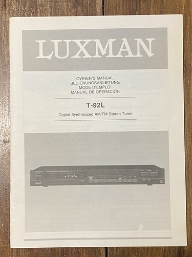 Luxman 92l tuner owner s - luxman, t-92l