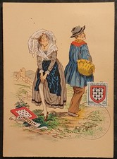 CARTE MAXIMUM CARD 1954 ARMOIRIES BLASON HÉRALDIQUE FOLKLORE LIMOUSIN