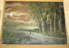 HST Barbizon paysage orage animé XIXème signée L Henry - coté akoun 2007 : 700€