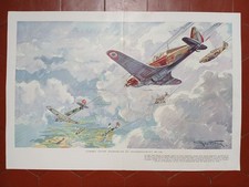 GEO HAM Poster Litho Aquarelle Avions Chasse Française Allemande 1935 Aviation