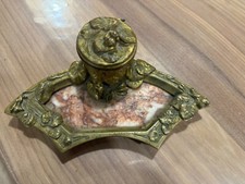 Encrier bronze et marbre