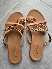 INUOVO Chaussures sandales en cuir lanières marrons et léopard  P. 37 