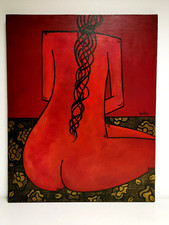 Tableau signé de Xavier HORTALA , Intensément . Femme Nue  92 x 73 cm