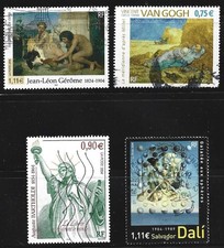 FRANCE - série de 4 timbres oblitérés de 2004  "Musée imaginaire" Tableaux