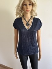 Teeshirt bleu marine brillant et argenté Morgan taille M TBE