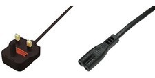 Cordon D'Alimentation 13A UK Vers IEC C7, 3A, 2M, Noir - PC808