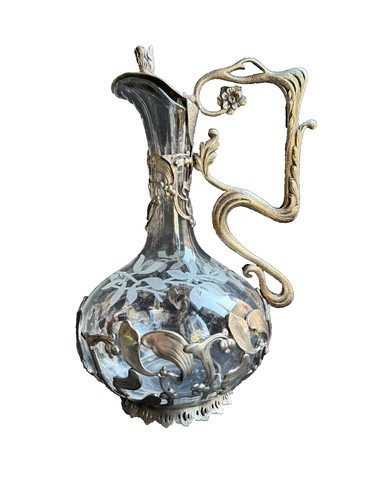 Aiguière verre gravé et - –,