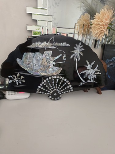 éventail décoratif laqué - décoratif,