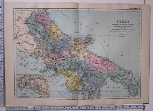 Carte antique 1891 italie - de, ~
