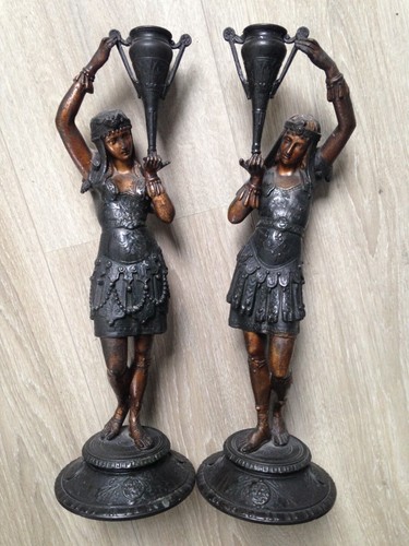 Rare belle paire bougeoirs