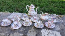 Service à café Cauldon ancien XIXème Décor Chinois 9 Tasses et sous-tasses etc.