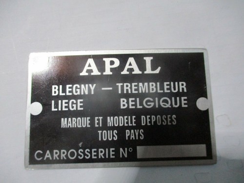 Plaque identification apal - d’identification,
