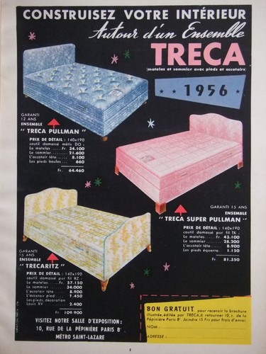 Publicité 1956 tréca matelas - trÉca,