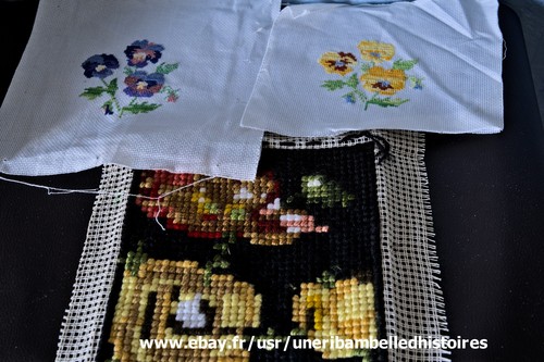 Lot canevas tapisserie fini - lot,