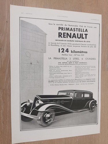 Publicité 1933 renault - publicité,