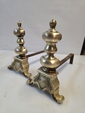 Ancienne Paire De Chenets En Laiton