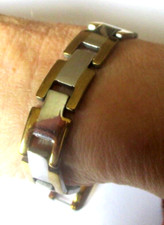 Bracelet grande gourmette homme en acier inoxydable et plaqué or bijou 5029