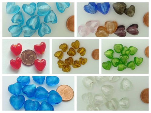 Perles coeur 1mm verre - coeur,