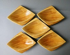 5 coupelles en céramique décor faux bois, Verceram France, vintage années 60
