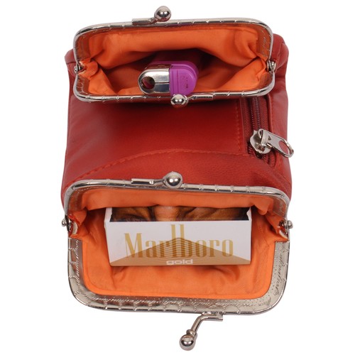 Orange cuir porte monnaie - cuir, porte-monnaie
